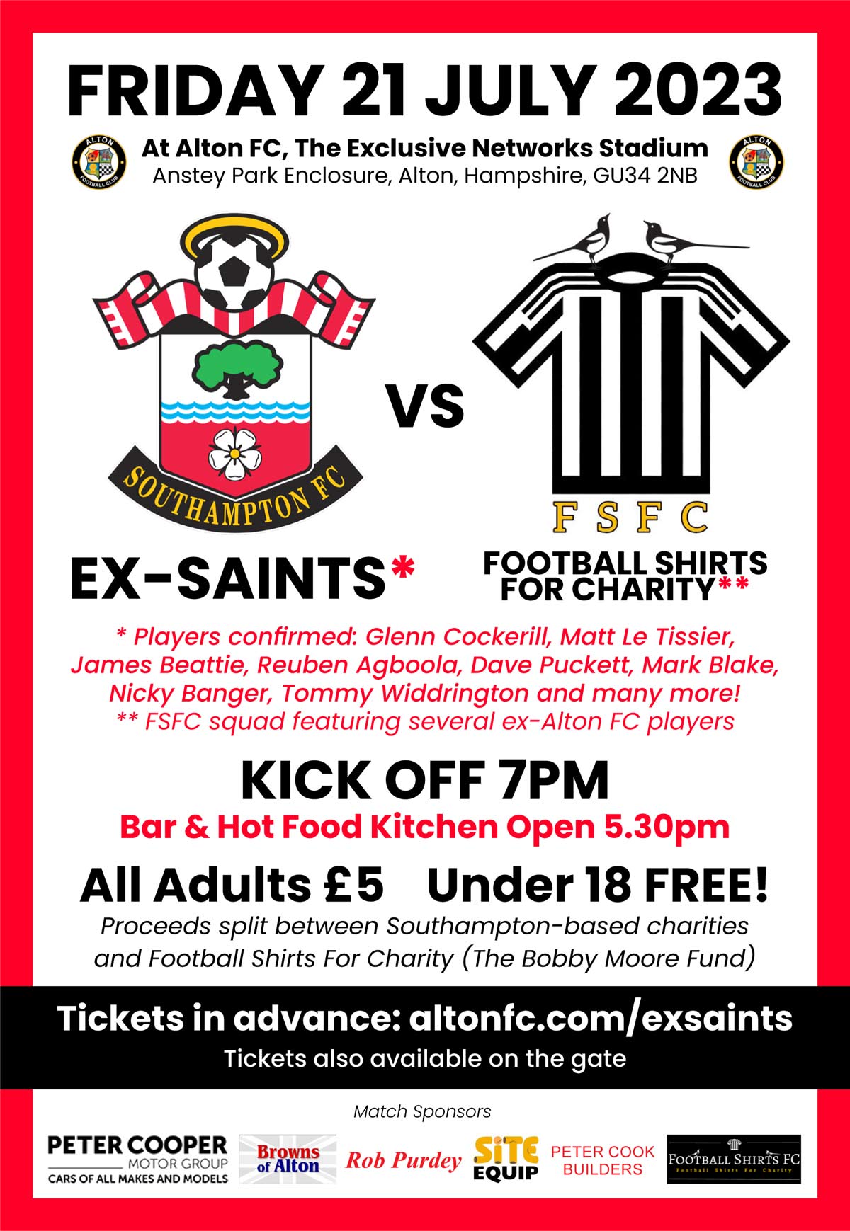 Ex-Saints Players Charity Match at Alton FC, 21st July 2023