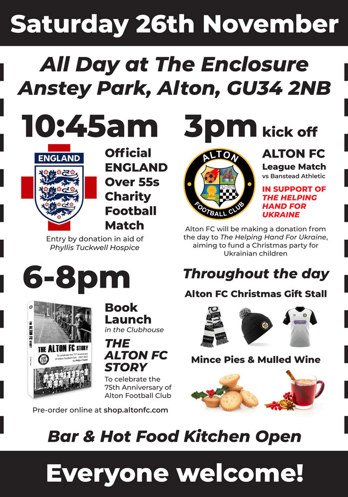 Saturday 26th November: An Eventful, Festive and Charitable Day at Alton FC